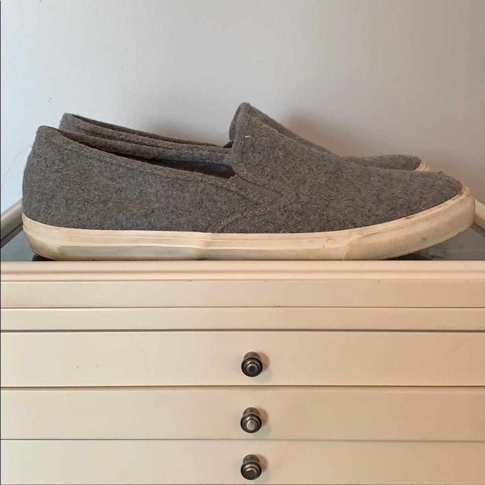 Grey Felt Slip-On Shoes